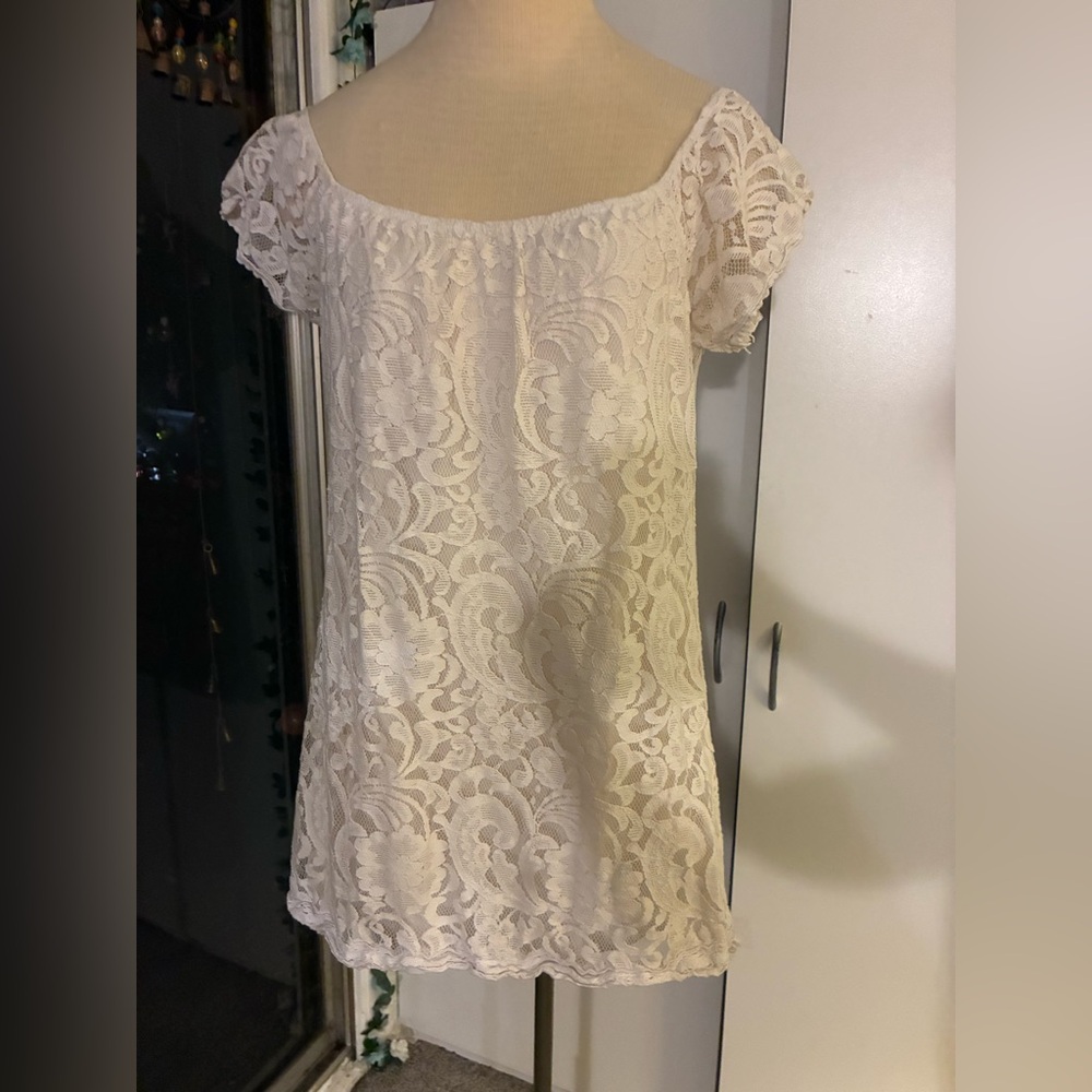 Charlotte Russe Cream Lace Tunic/Dress